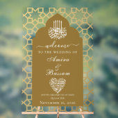 Elegante islamitische boog patroon koppels bruilof acryl bord (Neutraal)