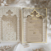 Elegante islamitische boog Save the Date uitnodigi Folie Uitnodiging