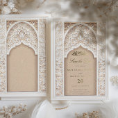 Elegante Islamitische Boog Save the Date Uitnodigi Folie Uitnodiging