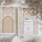 Elegante Islamitische Boog Save the Date Uitnodigi Folie Uitnodiging