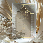 Elegante islamitische boog Save the Date uitnodigi Folie Uitnodiging