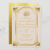 Elegante Islamitische Bruiloft Beige en Goud Kaart (Voorkant / Achterkant)