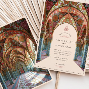 Elegante islamitische bruiloft Bloemen Boog Motiev Kaart