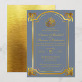 Elegante Islamitische Bruiloft Leisteen Blauw en G Kaart (Voorkant / Achterkant)
