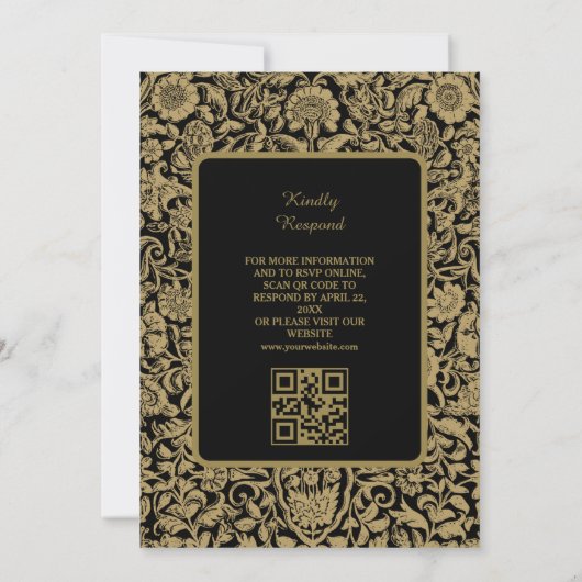 Elegante islamitische bruiloft Nikah met QR-code Kaart (Achterkant)