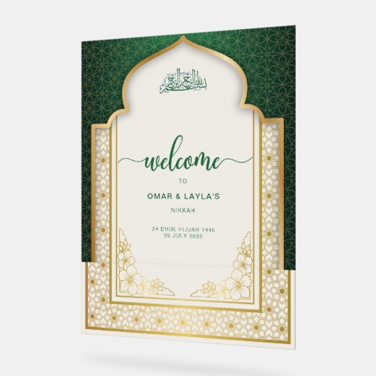Elegante islamitische bruiloft welkom acryl bord (Hoek)
