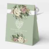 Elegante islamitische groen en witte bloemen bruil bedankdoosjes (Achterkant)