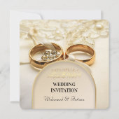 Elegante islamitische huwelijksuitnodiging met gou kaart (Voorkant)