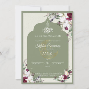 Elegante Islamitische Khitan-ceremonie Bloemenuitn Kaart