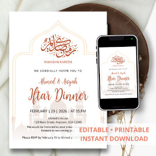 Elegante islamitische moskeesilhouet Iftar-diner Kaart