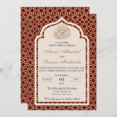 Elegante Islamitische rode en gouden bruiloft Kaart (Voorkant / Achterkant)