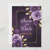 Elegante islamitische trouwkaart met paars save the date (Achterkant)