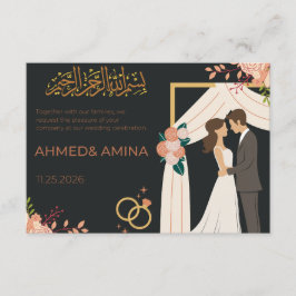 Elegante islamitische trouwuitnodiging  informatiekaartje