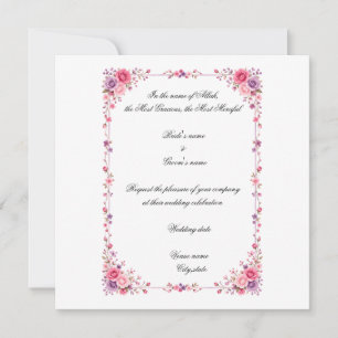Elegante islamitische trouwuitnodiging met bloemen