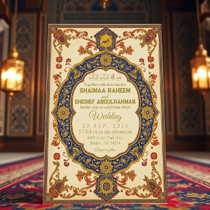 Elegante islamitische vintage bruiloft uitnodiging