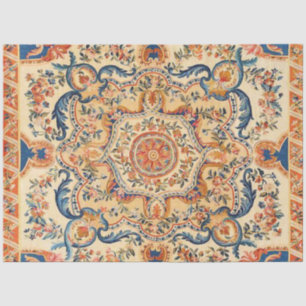 Elegante Italiaans Barok Blauw Sinaasappel Decoupa Tissuepapier