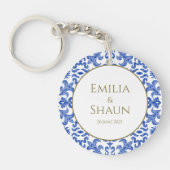 Elegante Italiaans Blauw Acryl Sleutelhanger (Voorkant)