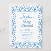 Elegante Italiaans Blauwe Tegels Moederdag Brunch Kaart (Voorkant)