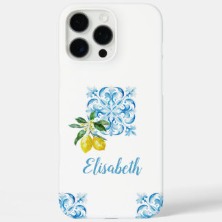 Elegante italiaanse blauwe tegel citroenen Positan iPhone 16 Pro Max Hoesje