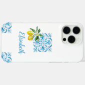Elegante italiaanse blauwe tegel citroenen Positan Case-Mate iPhone Case (Achterkant (horizontaal))