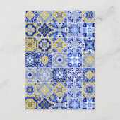 Elegante Italiaanse Blauwe Tegel Citrus bruiloft Informatiekaartje (Achterkant)