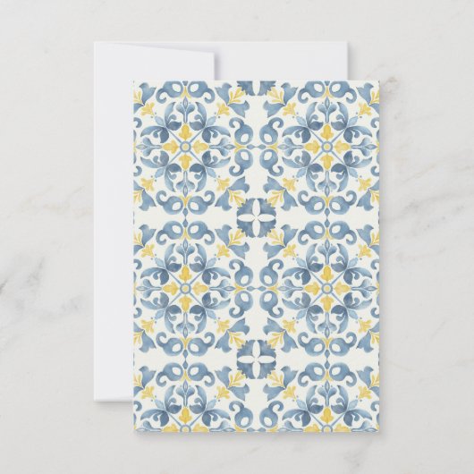 Elegante Italiaanse Blauwe Tegel Lemon Wedding Bedankkaart (Achterkant)