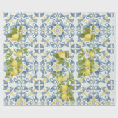 Elegante Italiaanse Blauwe Tegel Lemon Wedding Cadeaupapier (Vlak)