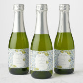 Elegante Italiaanse Blauwe Tegel Lemon Wedding Sparkling Wijnetiket (Flessen)