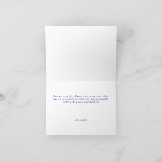 Elegante Italiaanse blauwe tegels citroenscript Bedankkaart (Binnen)