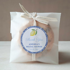 Elegante Italiaanse esthetische blauwe bruidsfeest Ronde Sticker