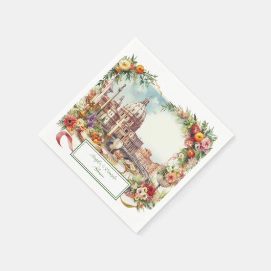 Elegante Italiaanse huwelijksuitnodiging in Floren Servet (Hoek)