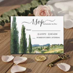 Elegante Italiaanse landschap trouw RSVP kaart
