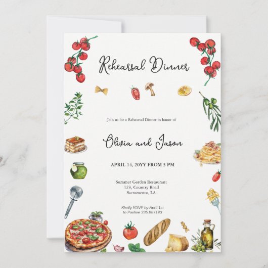 Elegante Italiaanse repetitie diner uitnodiging (Voorkant)