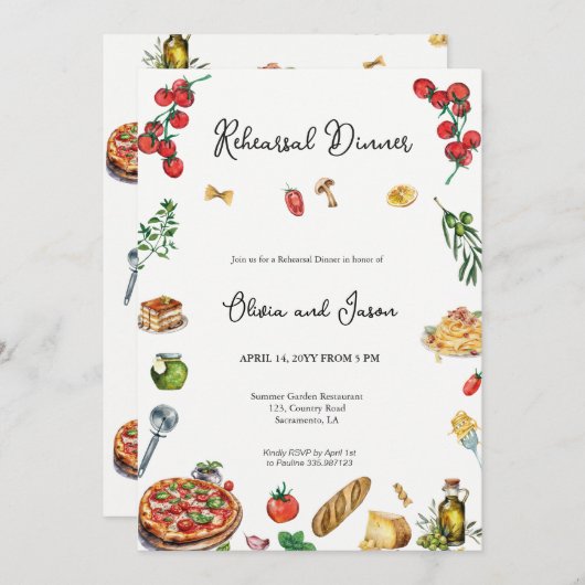 Elegante Italiaanse repetitie diner uitnodiging (Voorkant / Achterkant)