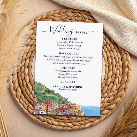 Elegante Italiaanse Rivièra Huwelijk Menu