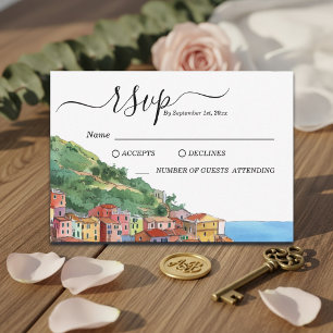 Elegante Italiaanse Riviera-huwelijksreactiekaart RSVP Kaartje