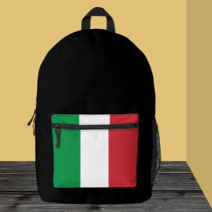 Elegante Italiaanse rugzak, zwart, Italiaanse vlag Bedrukte Rugzak