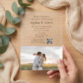 Elegante Italiaanse script foto QR-code Acryl Uitnodigingen