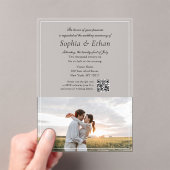 Elegante Italiaanse script foto QR-code Acryl Uitnodigingen (Insitu (Draagbaar))