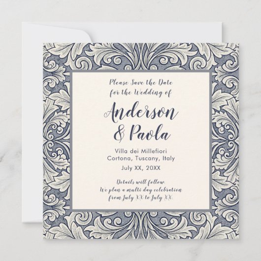 Elegante Italiaanse Stijl 'Save the Date' Herinner (Achterkant)