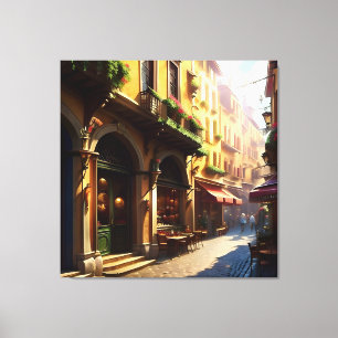 Elegante Italiaanse straat drie Canvas Afdruk