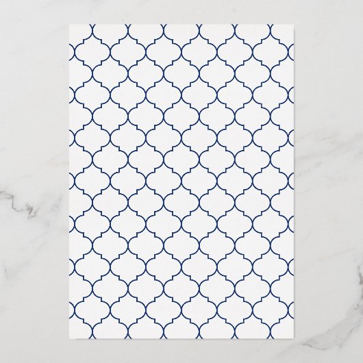 Elegante Italiaanse Tegels Blauw & Goud bruiloft Folie Uitnodiging (Achterkant)