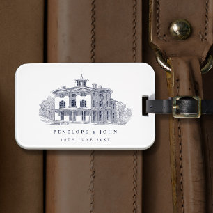 Elegante Italiaanse villa bestemming bruiloft Bagagelabel