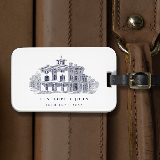 Elegante Italiaanse villa bestemming bruiloft Bagagelabel