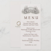 Elegante Italiaanse Villa Watercolor Bruiloft Menu (Voorkant / Achterkant)
