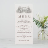Elegante Italiaanse Villa Watercolor Bruiloft Menu (Staand voorkant)