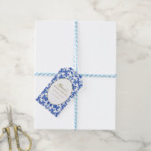Elegante Italiaanse witte en blauwe vrijgezelle Cadeaulabel (Met Touw)