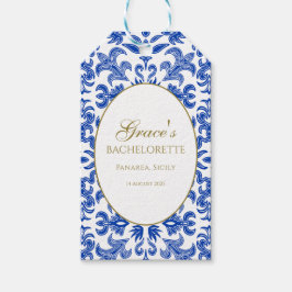 Elegante Italiaanse witte en blauwe vrijgezelle Cadeaulabel
