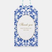 Elegante Italiaanse witte en blauwe vrijgezelle Cadeaulabel (Achterkant)
