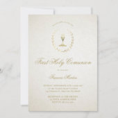 elegante ivoor beige Eerste Heilige Communie Kaart (Voorkant)